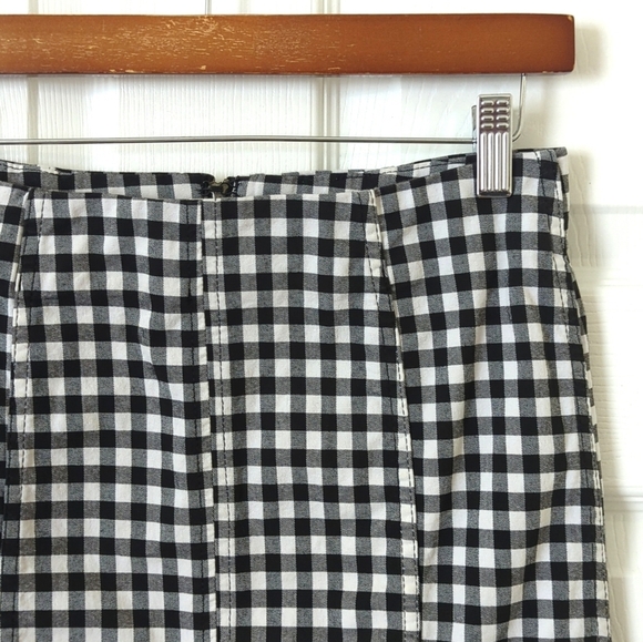 Free People Modern Femme Novelty Gingham High Waisted Bodycon Mini Skirt Black 6 - Picture 2 of 9
